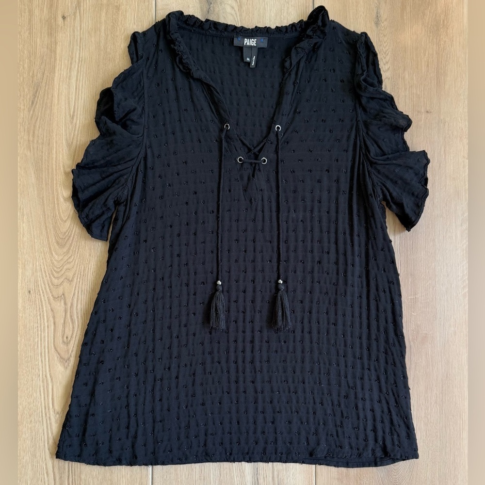PAIGE Black Textured Top Size M